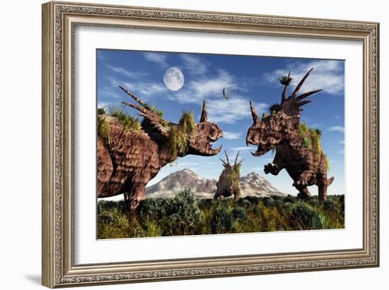 Styracosaurus Dinosaur Sculptures-null-Framed Premium Giclee Print
