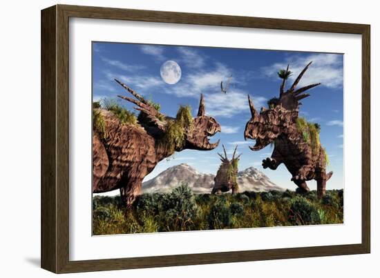 Styracosaurus Dinosaur Sculptures-null-Framed Premium Giclee Print