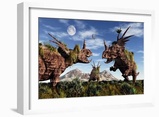 Styracosaurus Dinosaur Sculptures-null-Framed Premium Giclee Print