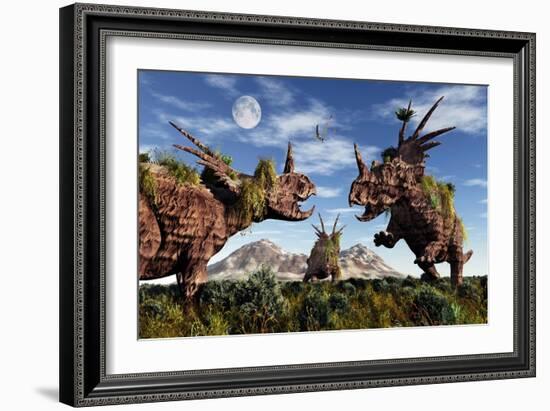 Styracosaurus Dinosaur Sculptures-null-Framed Premium Giclee Print