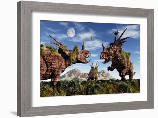 Styracosaurus Dinosaur Sculptures-null-Framed Art Print