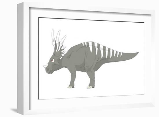 Styracosaurus Pencil Drawing with Digital Color-Stocktrek Images-Framed Art Print