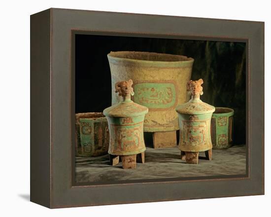 Sub-Jaguar Tomb and Offering Vessels, Maya, Copan, Honduras-Kenneth Garrett-Framed Premier Image Canvas