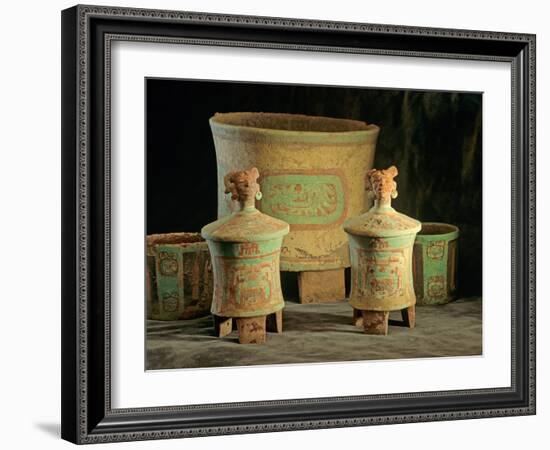 Sub-Jaguar Tomb and Offering Vessels, Maya, Copan, Honduras-Kenneth Garrett-Framed Photographic Print