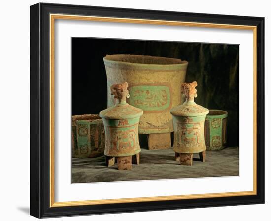 Sub-Jaguar Tomb and Offering Vessels, Maya, Copan, Honduras-Kenneth Garrett-Framed Photographic Print