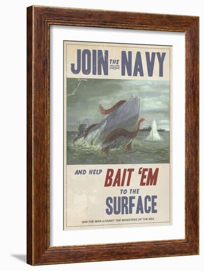 Sub Squid Navy-Steve Thomas-Framed Giclee Print