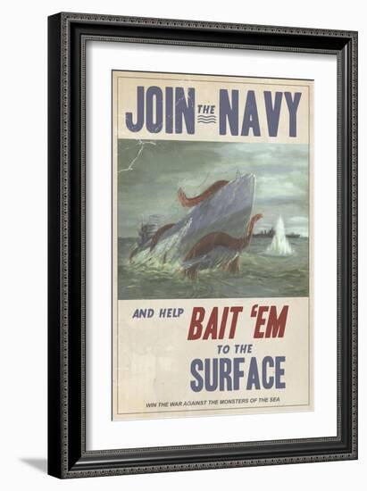 Sub Squid Navy-Steve Thomas-Framed Giclee Print