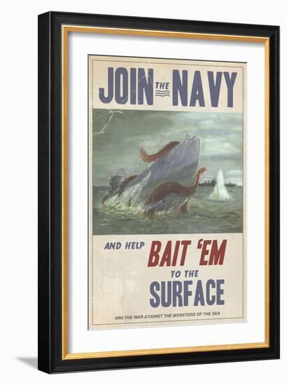 Sub Squid Navy-Steve Thomas-Framed Giclee Print