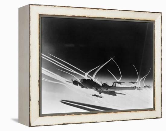 Sub-Stratospheric Vapor Trails of B-17 Flying Fortresses of the U.S. Army 8th Air Force-null-Framed Stretched Canvas
