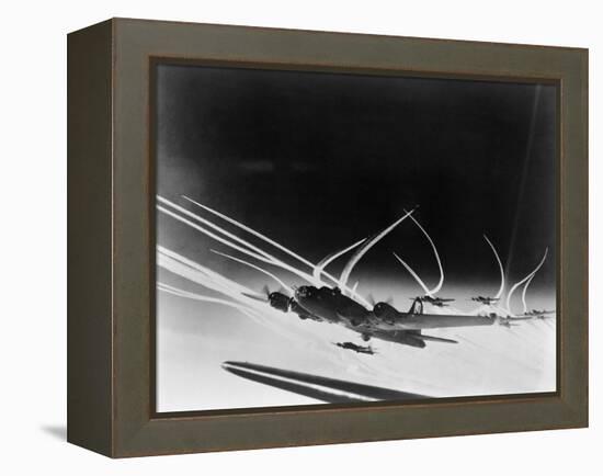 Sub-Stratospheric Vapor Trails of B-17 Flying Fortresses of the U.S. Army 8th Air Force-null-Framed Stretched Canvas