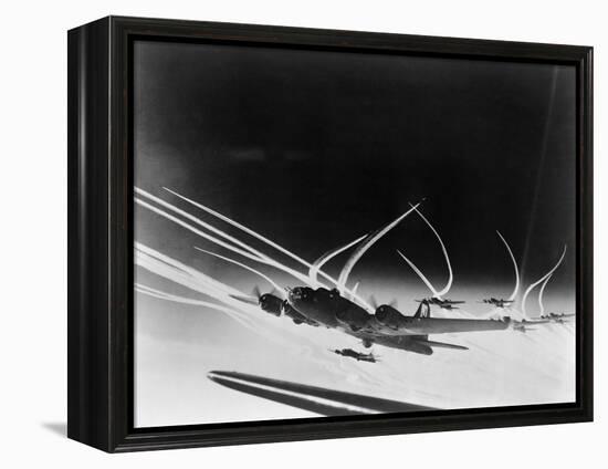 Sub-Stratospheric Vapor Trails of B-17 Flying Fortresses of the U.S. Army 8th Air Force-null-Framed Stretched Canvas