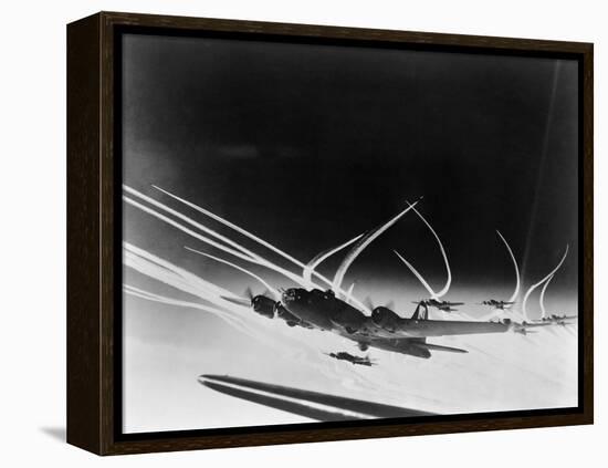 Sub-Stratospheric Vapor Trails of B-17 Flying Fortresses of the U.S. Army 8th Air Force-null-Framed Stretched Canvas