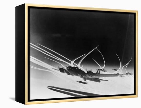 Sub-Stratospheric Vapor Trails of B-17 Flying Fortresses of the U.S. Army 8th Air Force-null-Framed Stretched Canvas