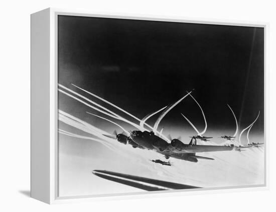 Sub-Stratospheric Vapor Trails of B-17 Flying Fortresses of the U.S. Army 8th Air Force-null-Framed Stretched Canvas