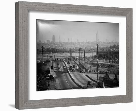 Subject: New York City Skyline Seen from Highway-Andreas Feininger-Framed Photographic Print