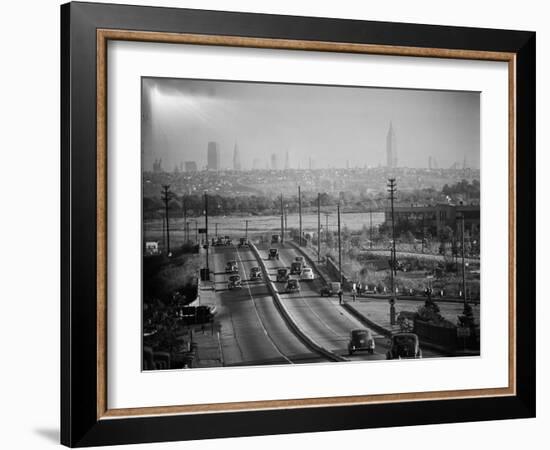 Subject: New York City Skyline Seen from Highway-Andreas Feininger-Framed Photographic Print