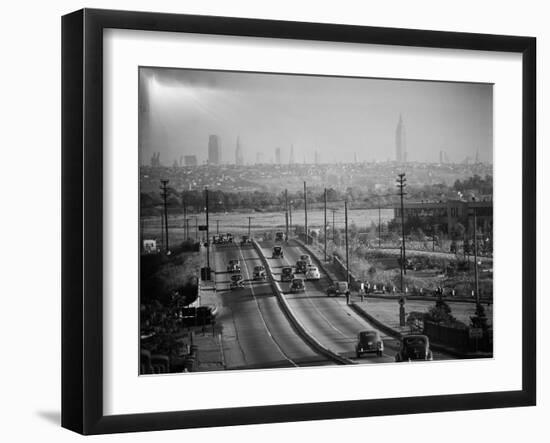 Subject: New York City Skyline Seen from Highway-Andreas Feininger-Framed Photographic Print