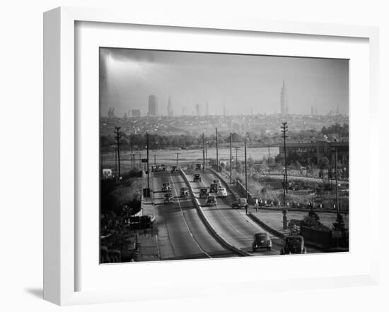 Subject: New York City Skyline Seen from Highway-Andreas Feininger-Framed Photographic Print