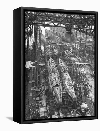 Submarine Assembly Plant at Deschimag-William Vandivert-Framed Premier Image Canvas