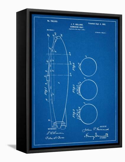 Submarine Boat Patent-null-Framed Stretched Canvas