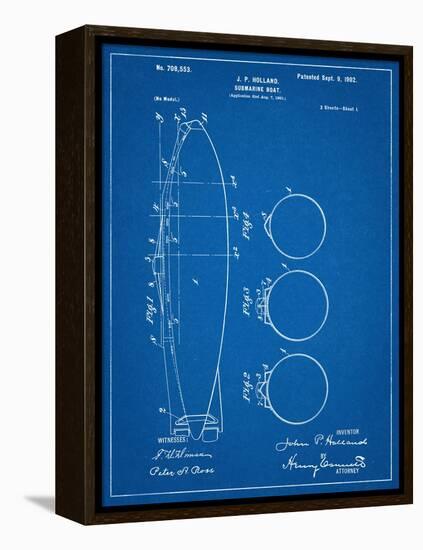 Submarine Boat Patent-null-Framed Stretched Canvas