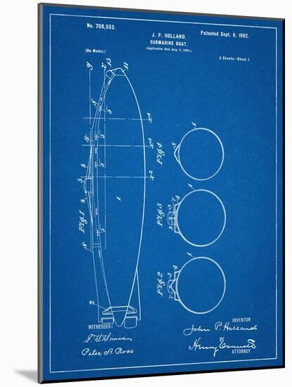 Submarine Boat Patent-null-Mounted Art Print