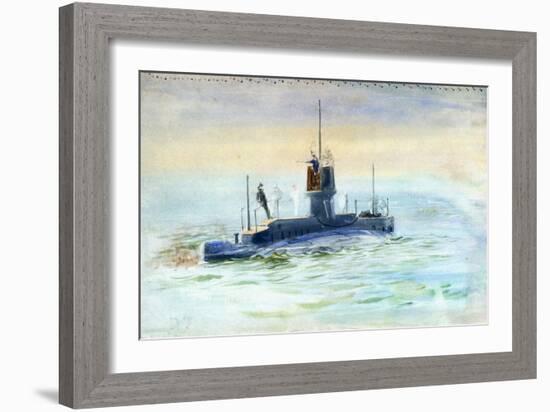 Submarine D7, Early 20Th Century (Watercolour, Graphite)-William Lionel Wyllie-Framed Giclee Print