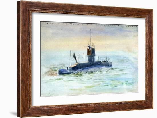 Submarine D7, Early 20Th Century (Watercolour, Graphite)-William Lionel Wyllie-Framed Giclee Print