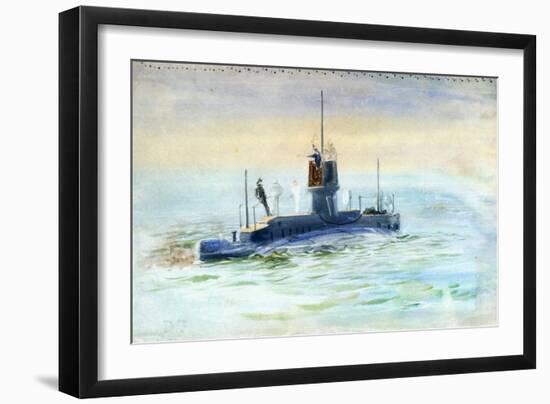 Submarine D7, Early 20Th Century (Watercolour, Graphite)-William Lionel Wyllie-Framed Giclee Print