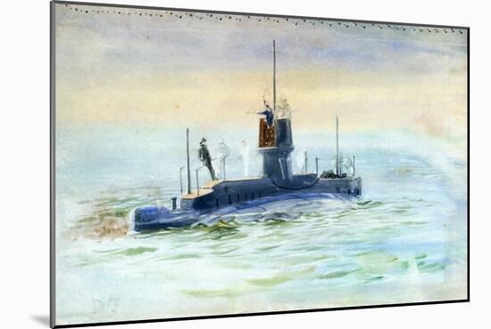 Submarine D7, Early 20Th Century (Watercolour, Graphite)-William Lionel Wyllie-Mounted Giclee Print