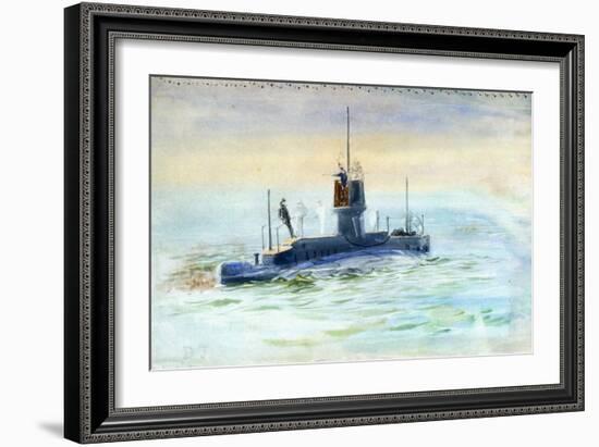 Submarine D7, Early 20Th Century (Watercolour, Graphite)-William Lionel Wyllie-Framed Giclee Print