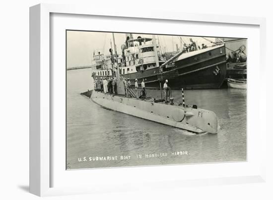 Submarine in Hololulu Harbor, Hawaii-null-Framed Art Print