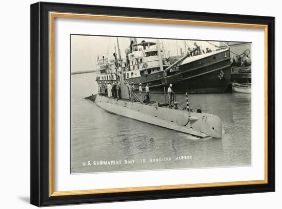 Submarine in Hololulu Harbor, Hawaii-null-Framed Art Print