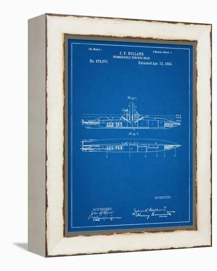 Submarine Vessel Patent-null-Framed Stretched Canvas