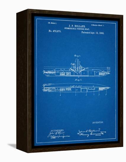 Submarine Vessel Patent-null-Framed Stretched Canvas