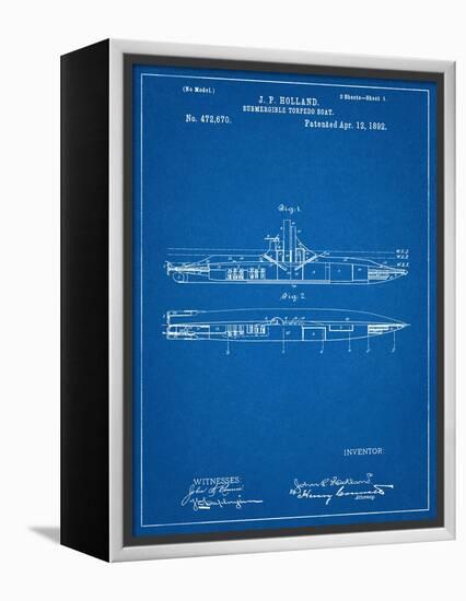 Submarine Vessel Patent-null-Framed Stretched Canvas