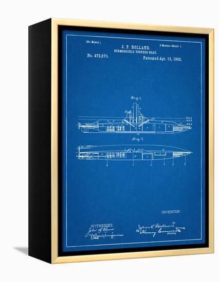 Submarine Vessel Patent-null-Framed Stretched Canvas