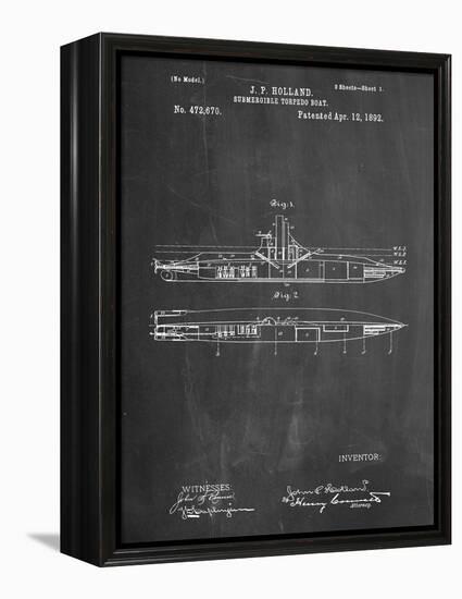 Submarine Vessel Patent-null-Framed Stretched Canvas