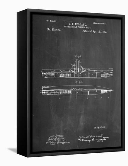 Submarine Vessel Patent-null-Framed Stretched Canvas