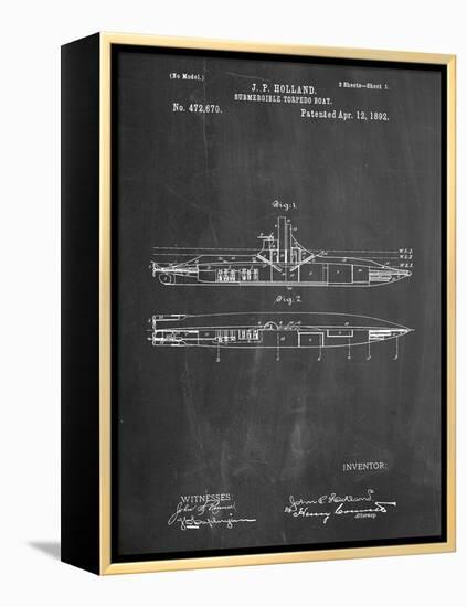 Submarine Vessel Patent-null-Framed Stretched Canvas