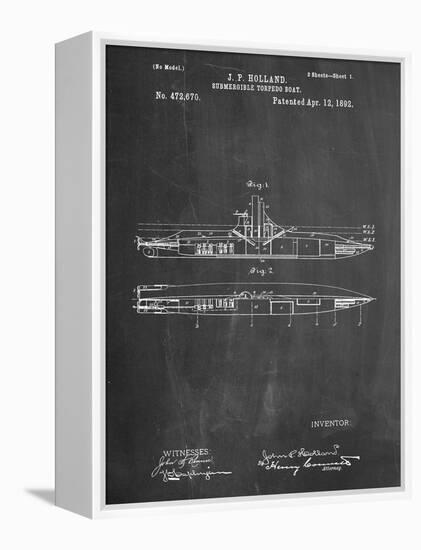 Submarine Vessel Patent-null-Framed Stretched Canvas