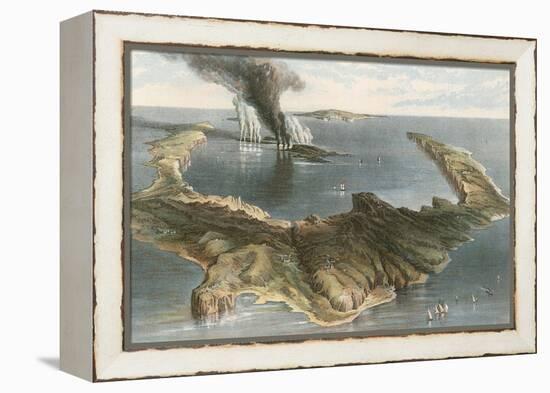 Submarine Volcano - the Island of Santorini, During the Eruption of 1866-English School-Framed Premier Image Canvas