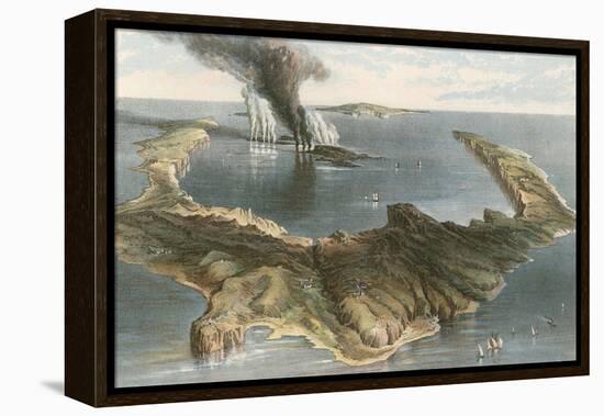 Submarine Volcano - the Island of Santorini, During the Eruption of 1866-English School-Framed Premier Image Canvas