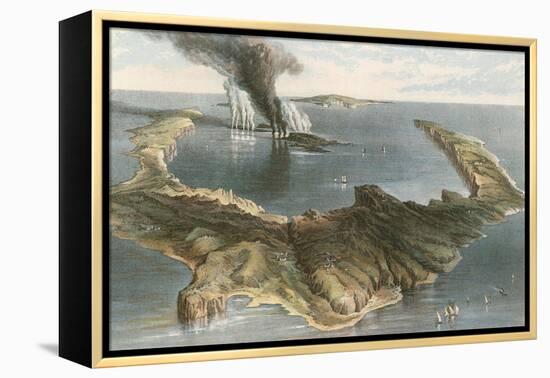 Submarine Volcano - the Island of Santorini, During the Eruption of 1866-English School-Framed Premier Image Canvas