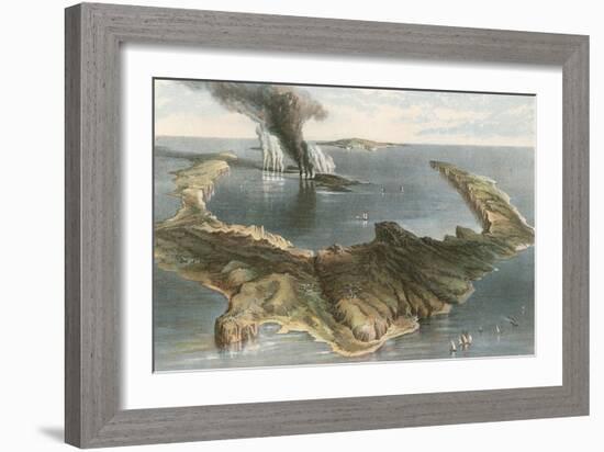 Submarine Volcano - the Island of Santorini, During the Eruption of 1866-English School-Framed Giclee Print