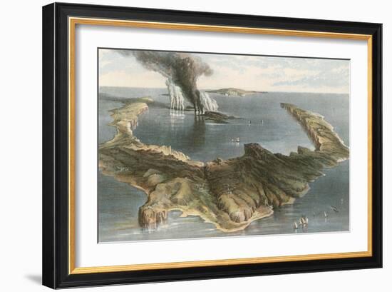 Submarine Volcano - the Island of Santorini, During the Eruption of 1866-English School-Framed Giclee Print