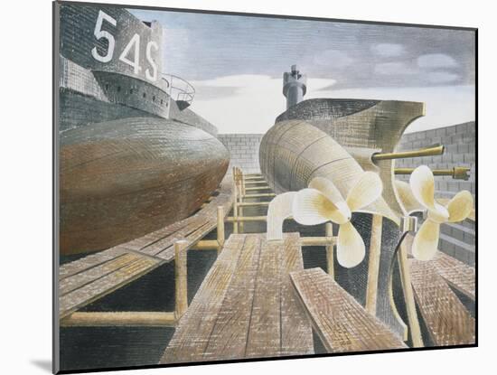 Submarines in Dry Dock-Eric Ravilious-Mounted Giclee Print