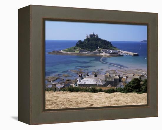 Submerged Causeway at High Tide, Seen Over Rooftops of Marazion, St. Michael's Mount, England-Tony Waltham-Framed Premier Image Canvas