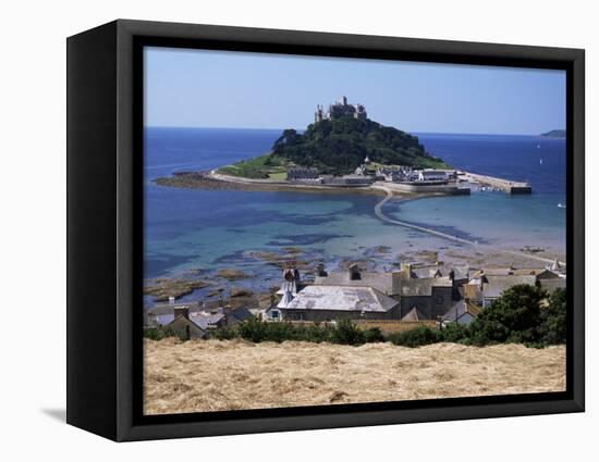 Submerged Causeway at High Tide, Seen Over Rooftops of Marazion, St. Michael's Mount, England-Tony Waltham-Framed Premier Image Canvas