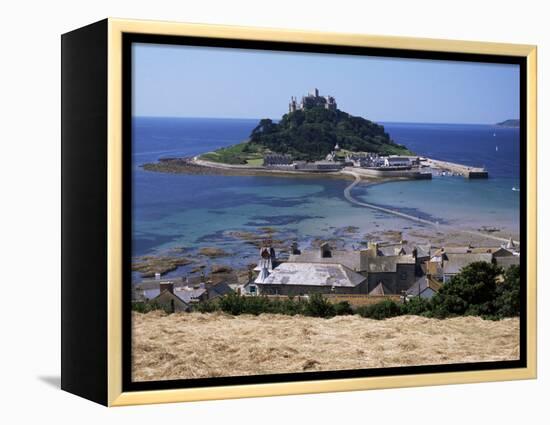Submerged Causeway at High Tide, Seen Over Rooftops of Marazion, St. Michael's Mount, England-Tony Waltham-Framed Premier Image Canvas